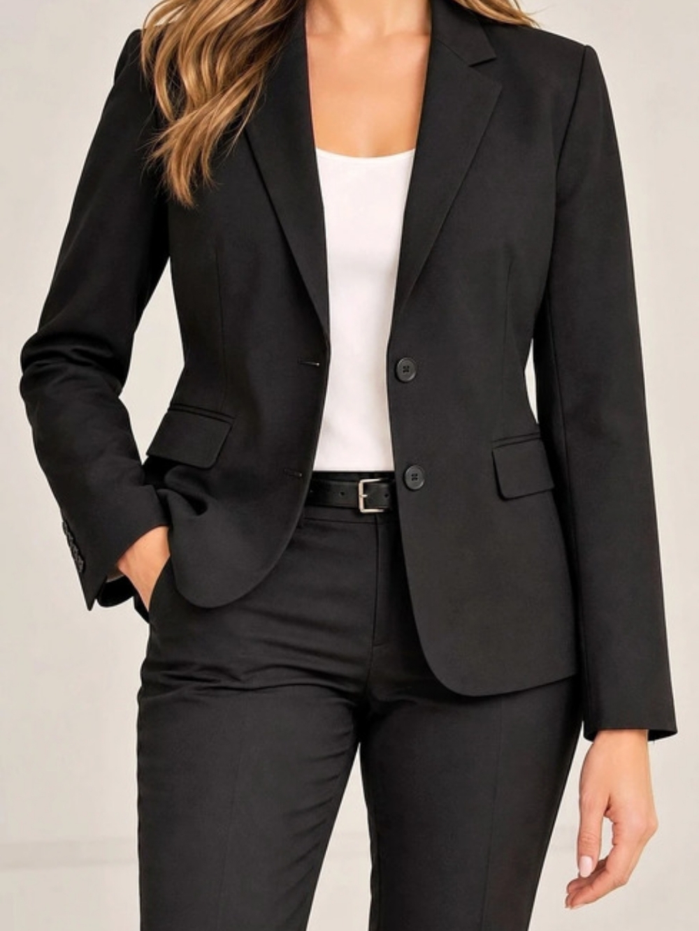 Ann Taylor Women’s Black Two Button Blazer Stretch Size 14 Career Workwear